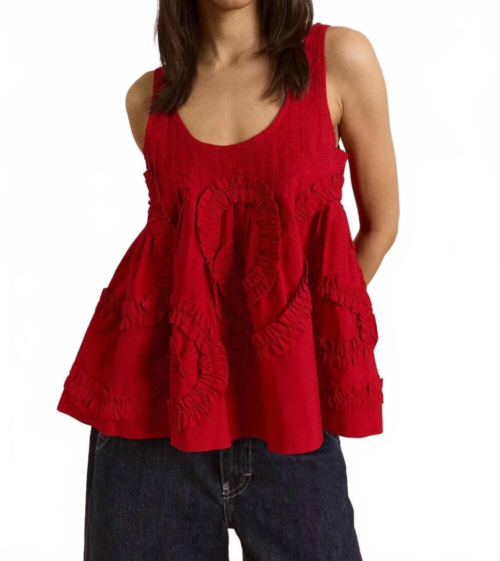 NEW DAMSON MADDER stella ruffle cami top in red